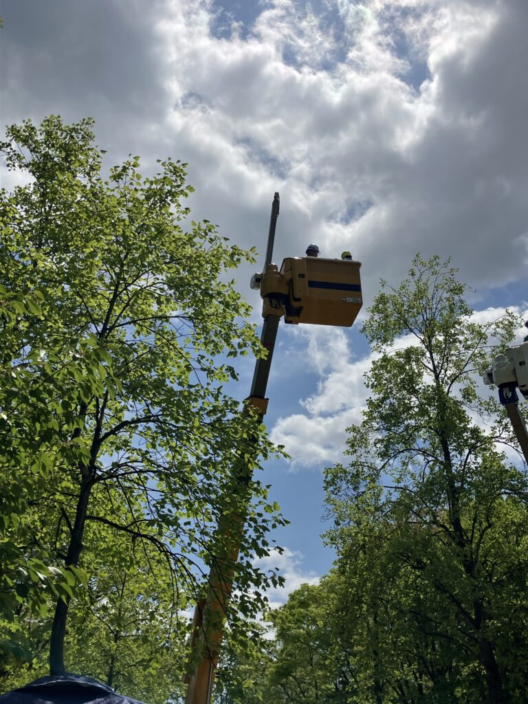 前回の「はたらくくるま大集合」で高所作業車の乗車体験中の様子