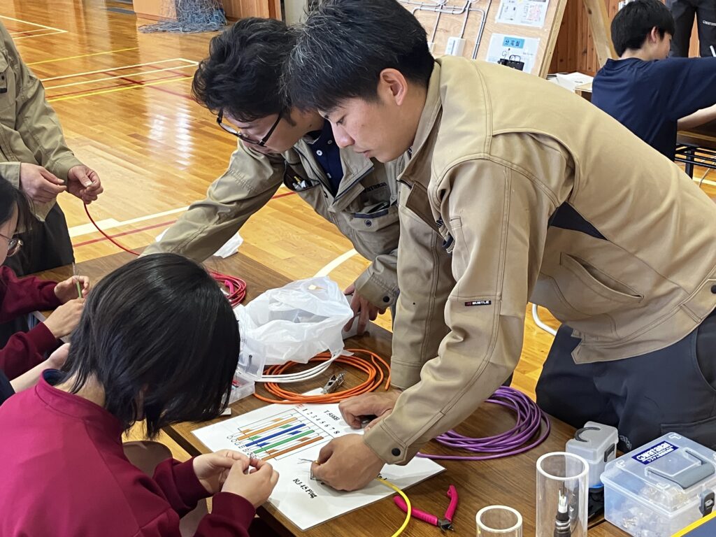 LANケーブル接続体験中の様子